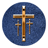 DAROUND 517 CP SH BL Copper 3 Crosses Shimmer Blue Background